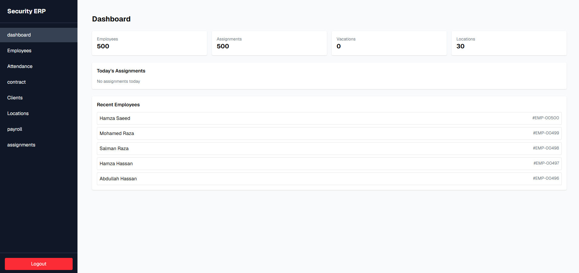 securityERP - Security Company Management System